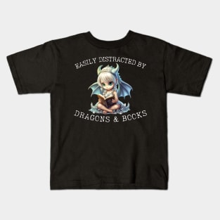 Easily Distracted By Dragons And Books Introvert Shirt Kids T-Shirt